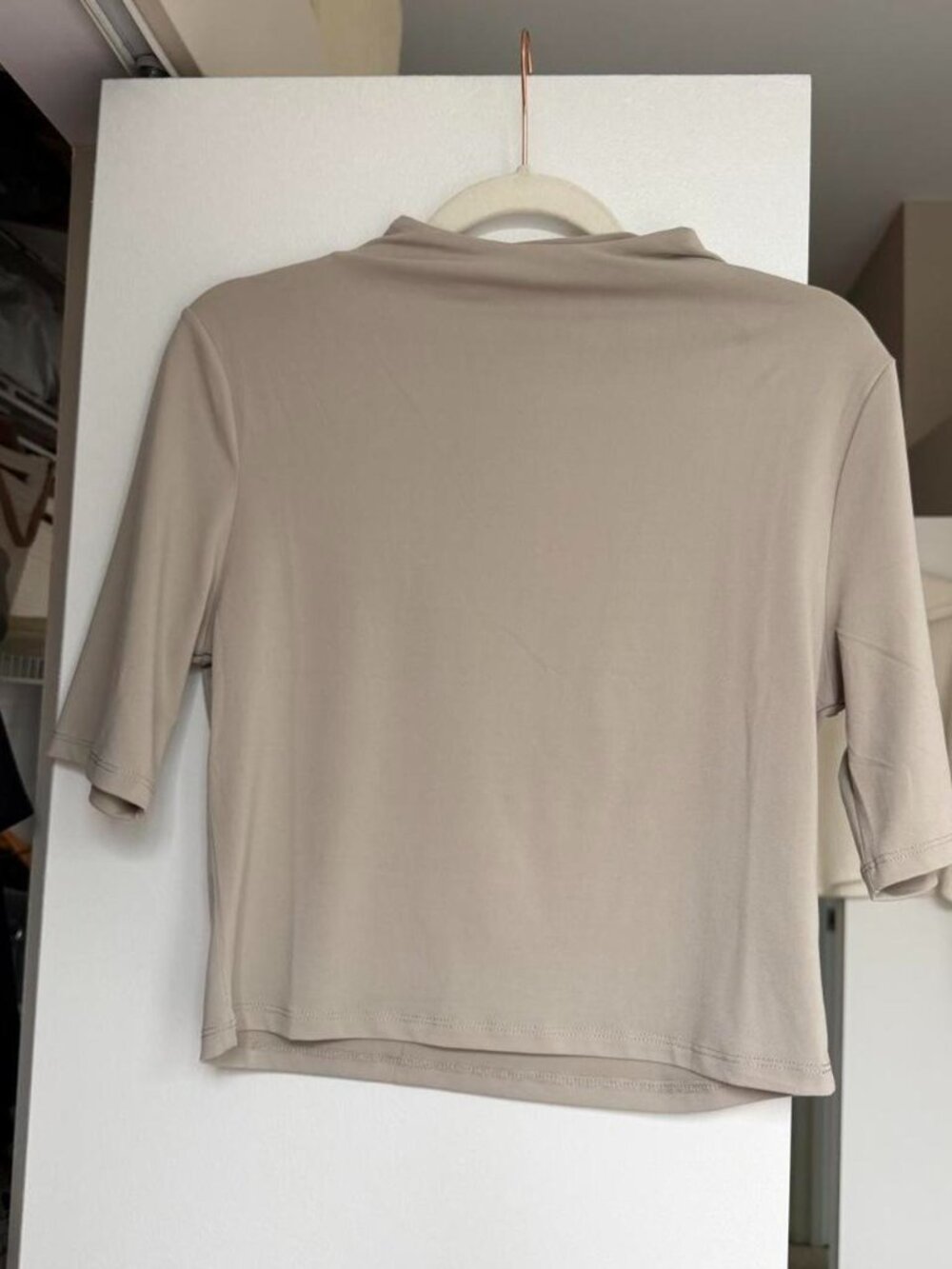 H&M Light beige Microfiber Mock Turtleneck Top